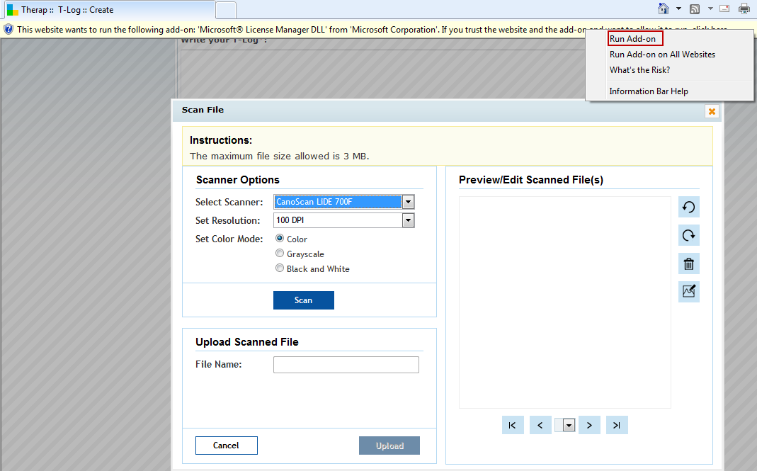 ij network scanner selector ex menu and setting screen