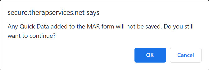 Screenshot showing the MAR Warning Message.
