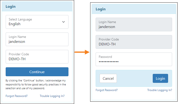 Screenshot showing the new Therap login page.