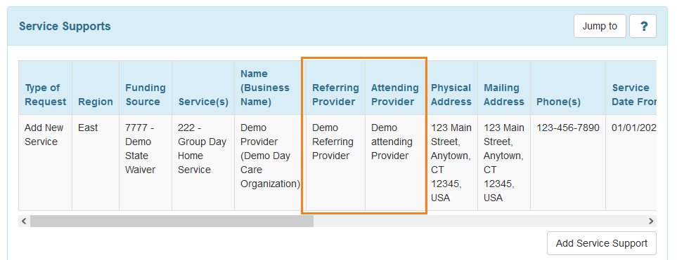 Screenshot showing Referring Provider and Attending Provider columns in an Individual Plan