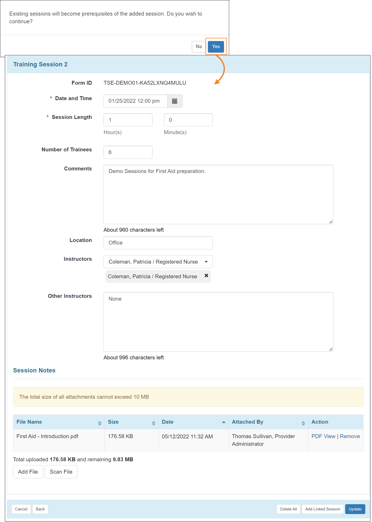 Schedule Training Sessions - Training Management System (TMS)